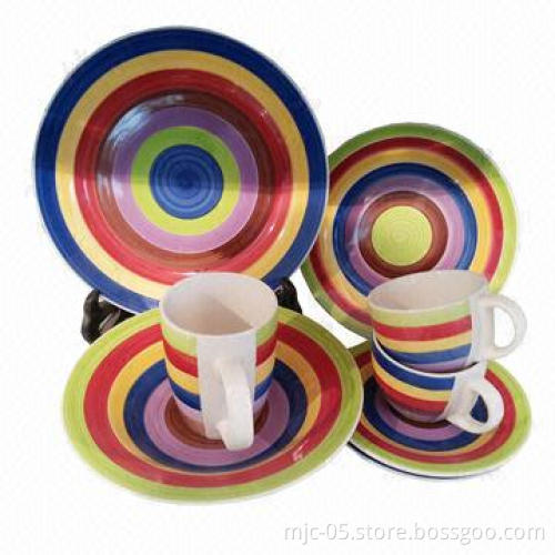 28pcs Ceramic Dinnerware Set with Color Glazed, FDA, 84/500/EEC, LFGB Standards